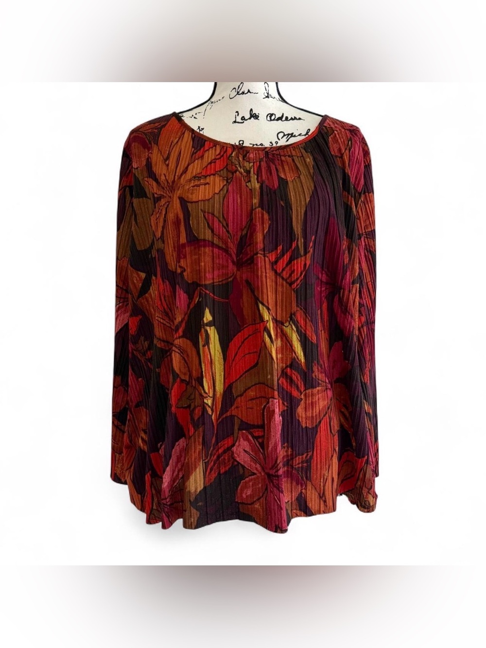 Chico’s Travelers Pleated Floral Blouse